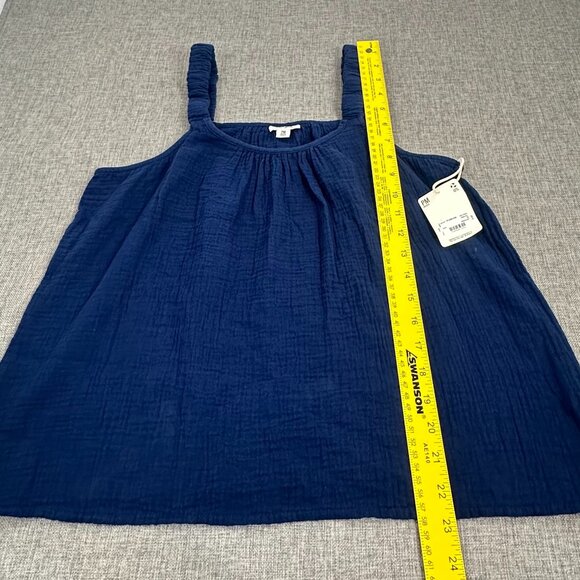 NEW! a.n.a A‎ New Approach Tank Top Blue Pleated Petite Medium $32 Scoop Neck - Picture 5 of 10